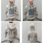 Kids Velvet Hoodie Pajama Set – Elephant Print (Beige)