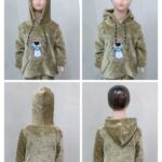 Kids Cute Otter Plush Hoodie & Pant Winter Set (Olive Green)